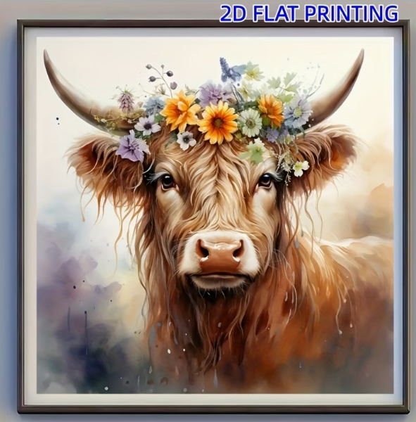 Diamond Painting Hochlandrind mit Kopfschmuck
